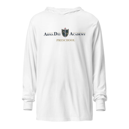 Performance | Hooded Long Sleeve T Shirt | Arma Dei Academy Preschool | Alt Logo