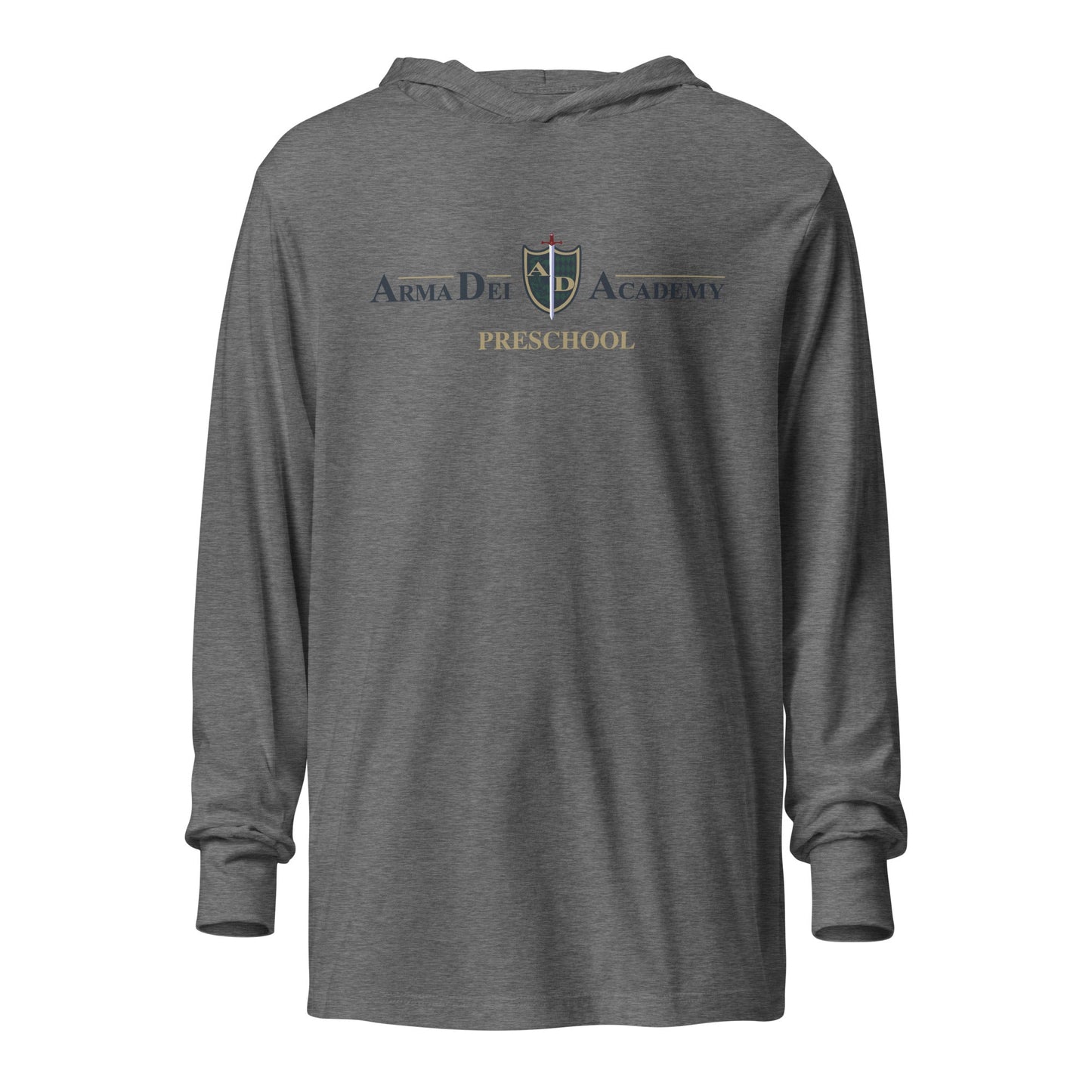 Performance | Hooded Long Sleeve T Shirt | Arma Dei Academy Preschool | Alt Logo