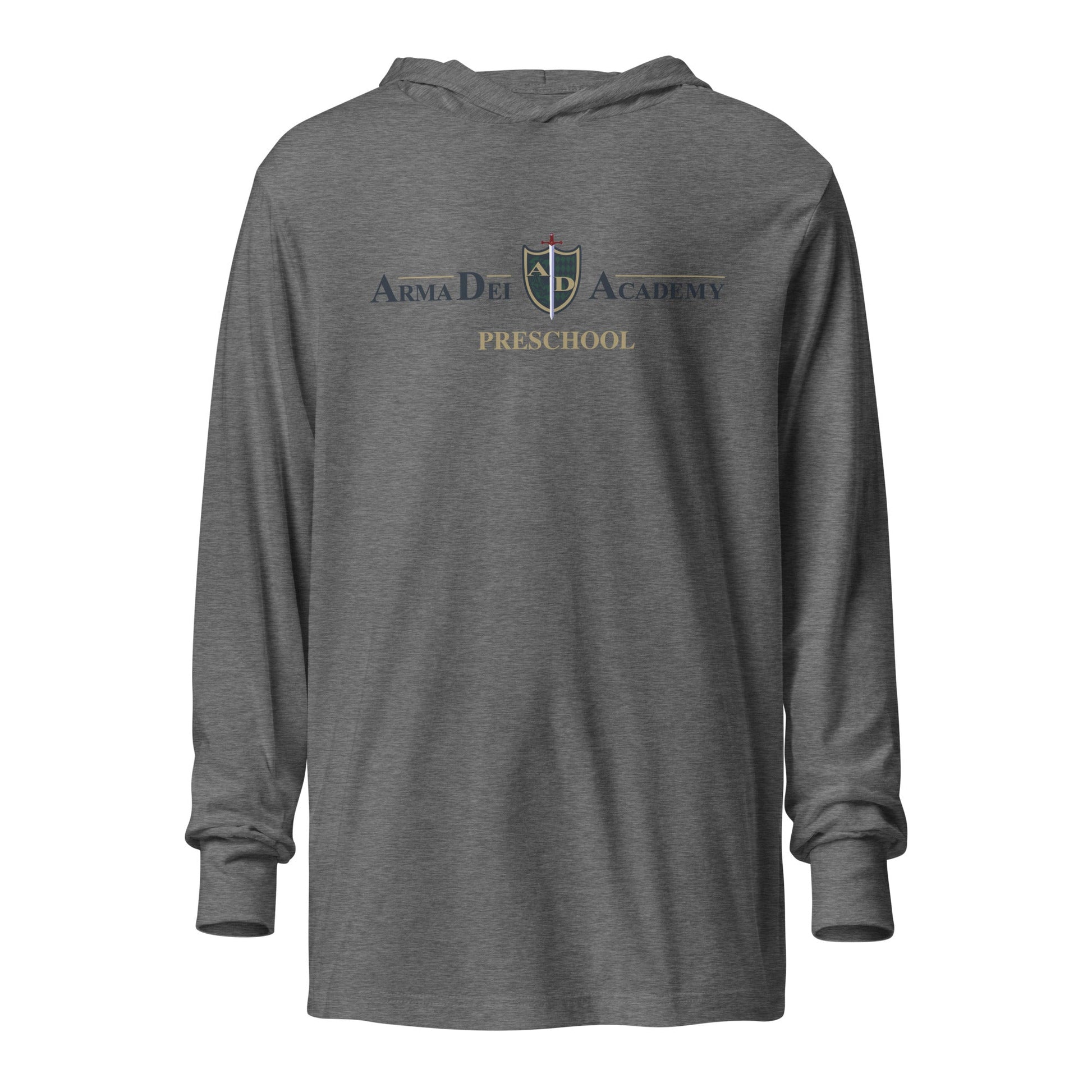 Performance | Hooded Long Sleeve T Shirt | Arma Dei Academy Preschool | Alt Logo