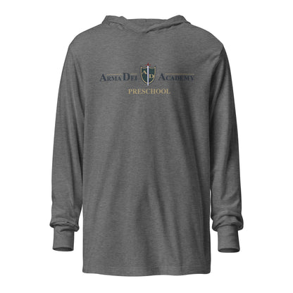 Performance | Hooded Long Sleeve T Shirt | Arma Dei Academy Preschool | Alt Logo