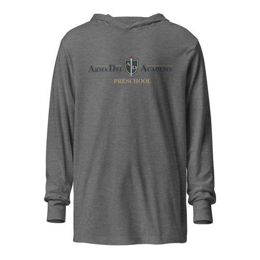 Performance | Hooded Long Sleeve T Shirt | Arma Dei Academy Preschool | Alt Logo