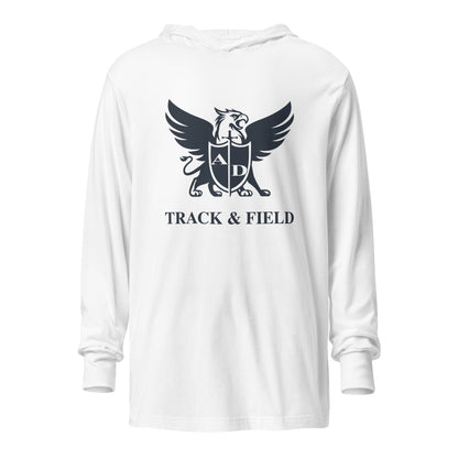 Performance | Hooded Long Sleeve T Shirt | Arma Dei Academy Track and Field | Griffin Logo