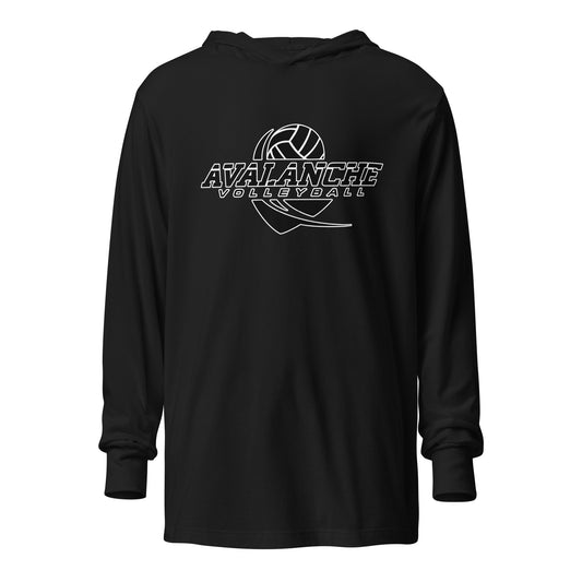 Performance | Hooded Long Sleeve T Shirt | Avalanche Volleyball Club | Crest Logo