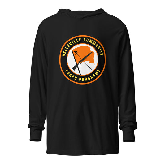Performance | Hooded Long Sleeve T Shirt | Belleville Community Guard Programs | Badge Logo
