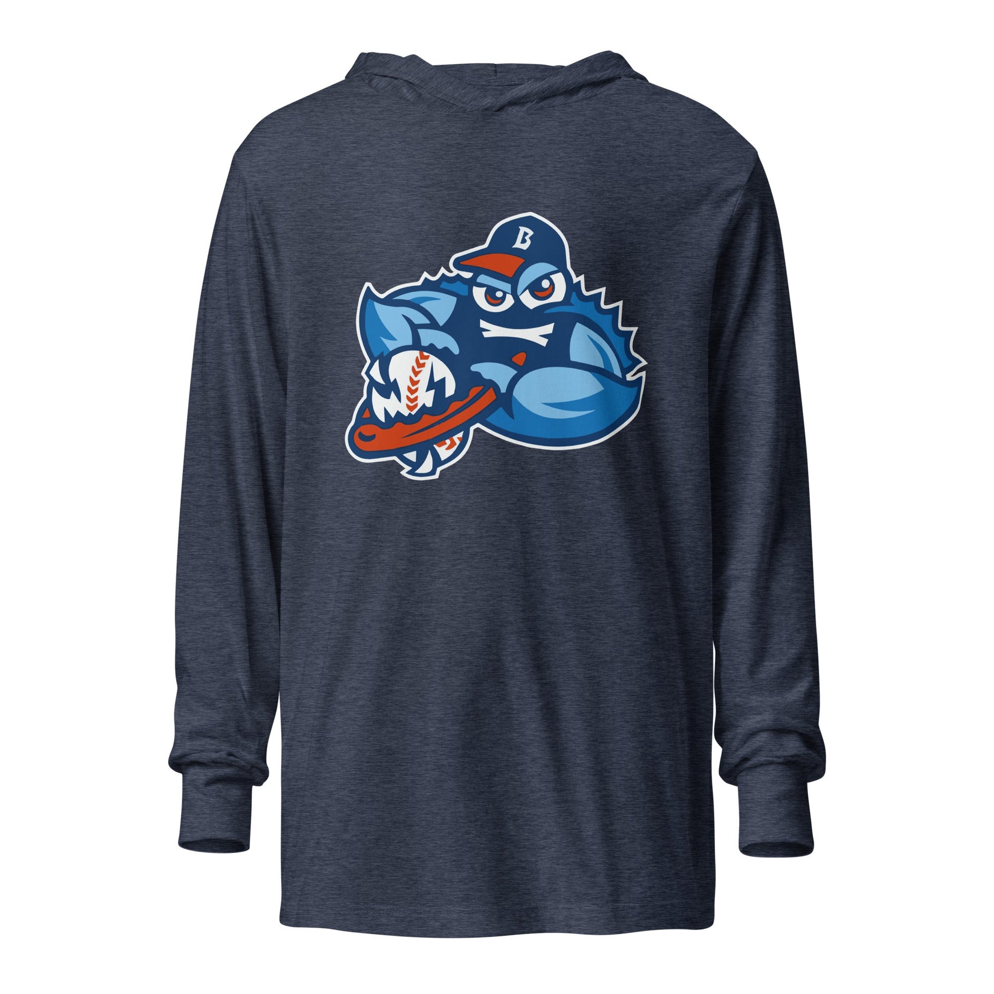 Performance | Hooded Long Sleeve T Shirt | Bellport BlueClaws | Mascot Logo