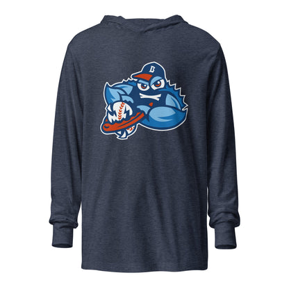 Performance | Hooded Long Sleeve T Shirt | Bellport BlueClaws | Mascot Logo