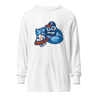 Performance | Hooded Long Sleeve T Shirt | Bellport BlueClaws | Mascot Logo