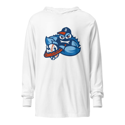 Performance | Hooded Long Sleeve T Shirt | Bellport BlueClaws | Mascot Logo