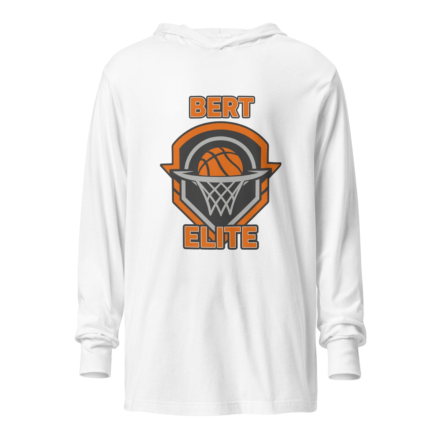 Performance | Hooded Long Sleeve T Shirt | Bert Elite AAU | Hoop Badge Logo