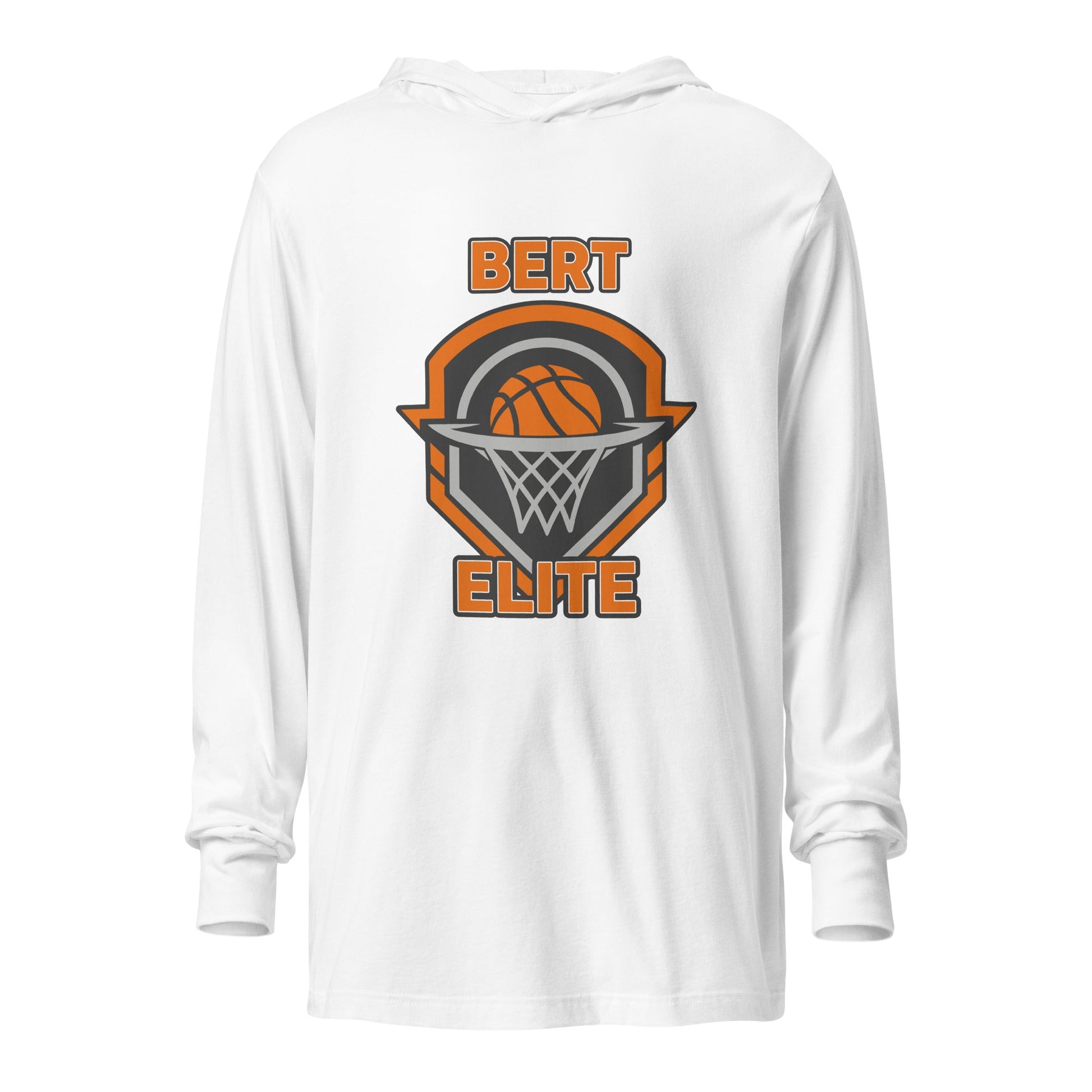 Performance | Hooded Long Sleeve T Shirt | Bert Elite AAU | Hoop Badge Logo