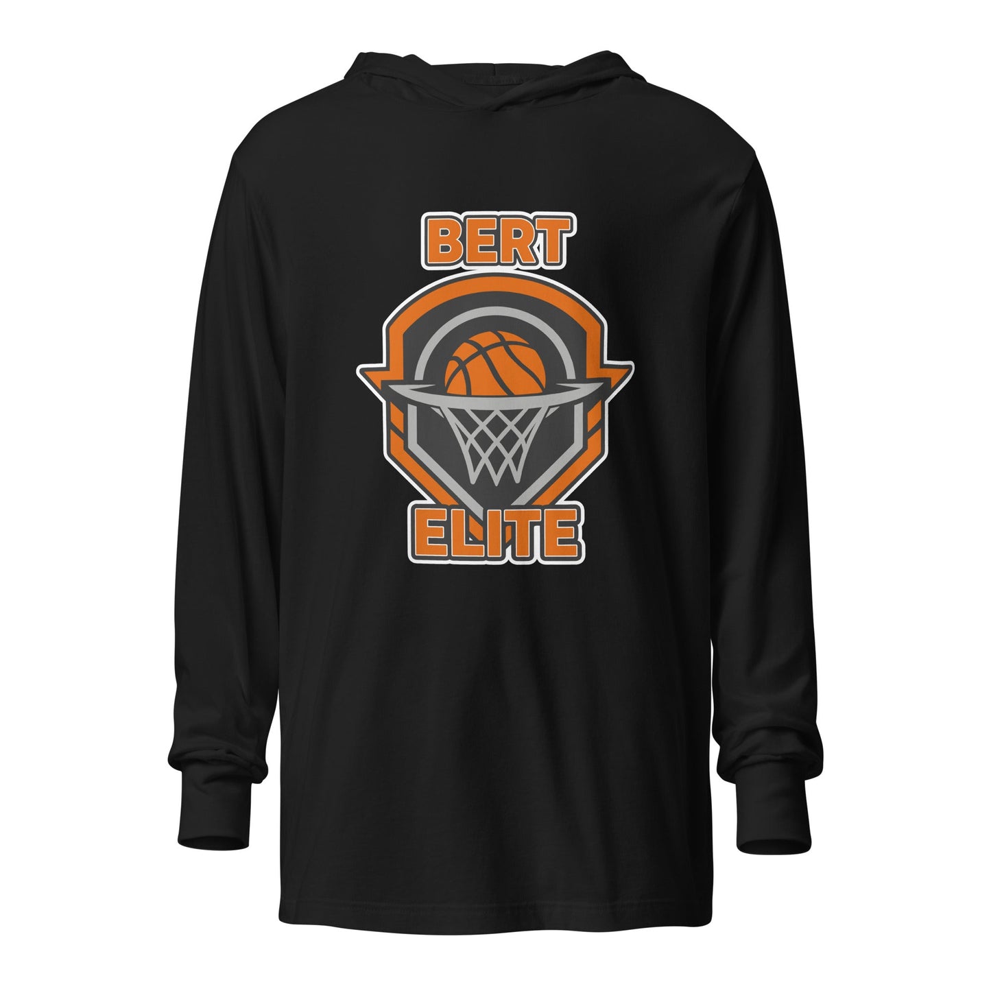 Performance | Hooded Long Sleeve T Shirt | Bert Elite AAU | Hoop Badge Logo