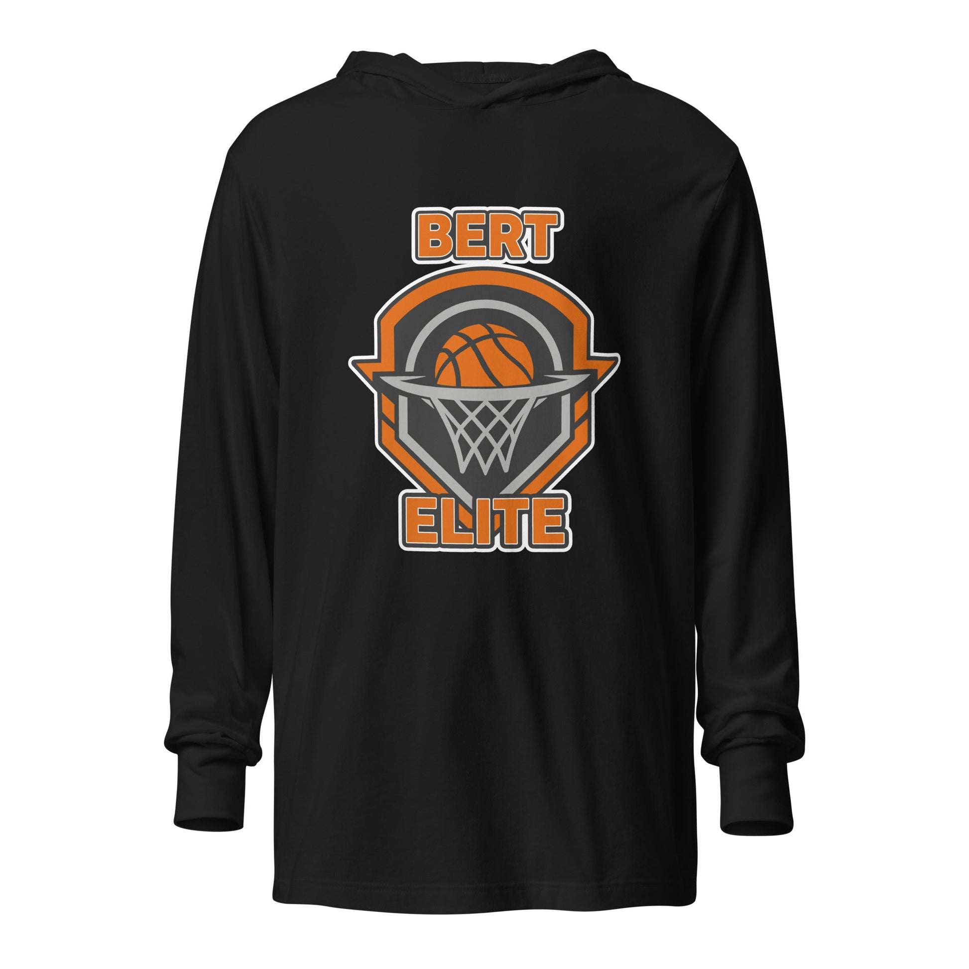 Performance | Hooded Long Sleeve T Shirt | Bert Elite AAU | Hoop Badge Logo