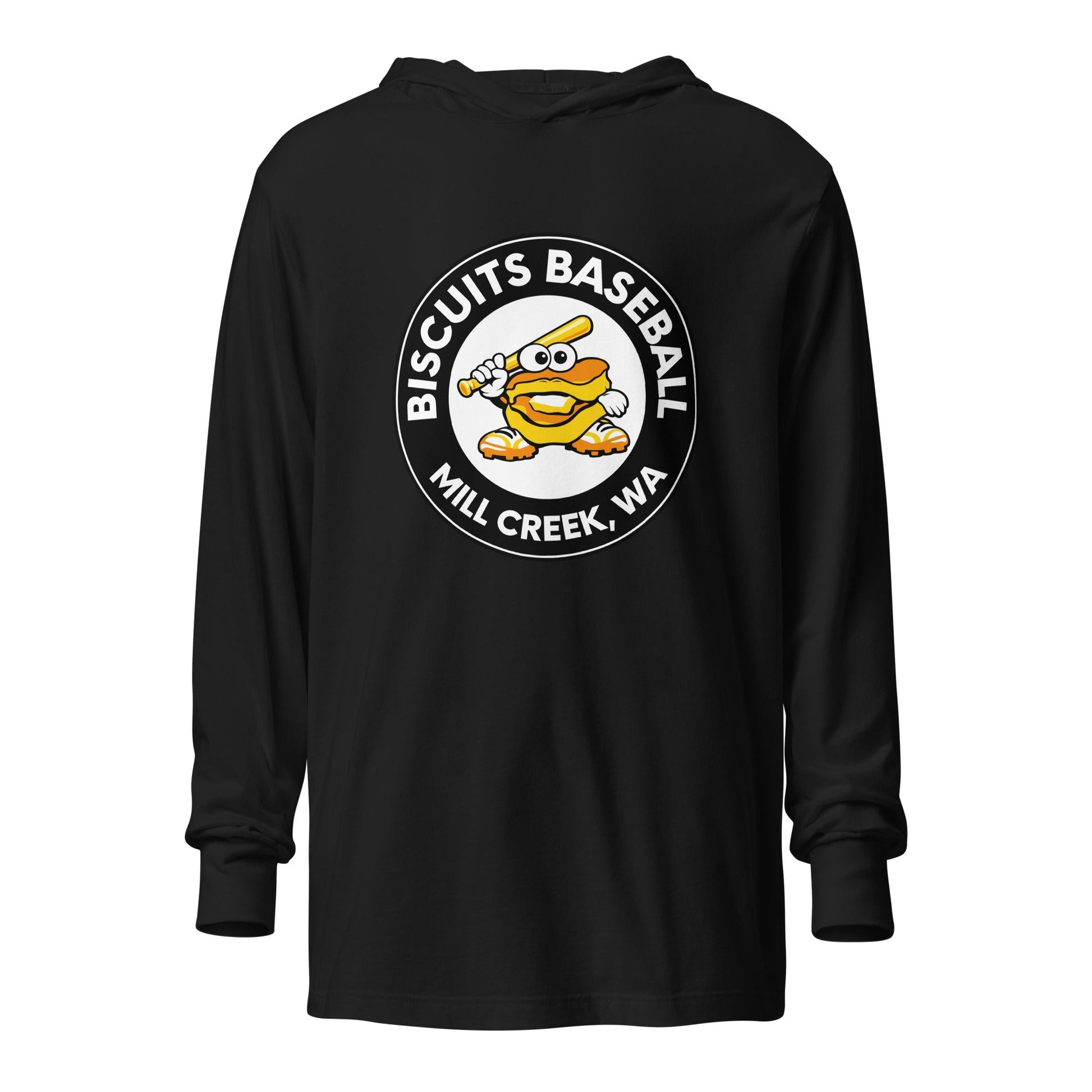 Performance | Hooded Long Sleeve T Shirt | Biscuits Baseball MCLL | Mascot Logo