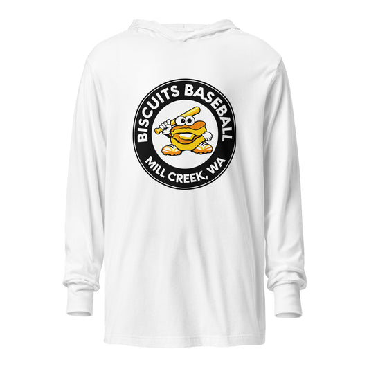 Performance | Hooded Long Sleeve T Shirt | Biscuits Baseball MCLL | Mascot Logo