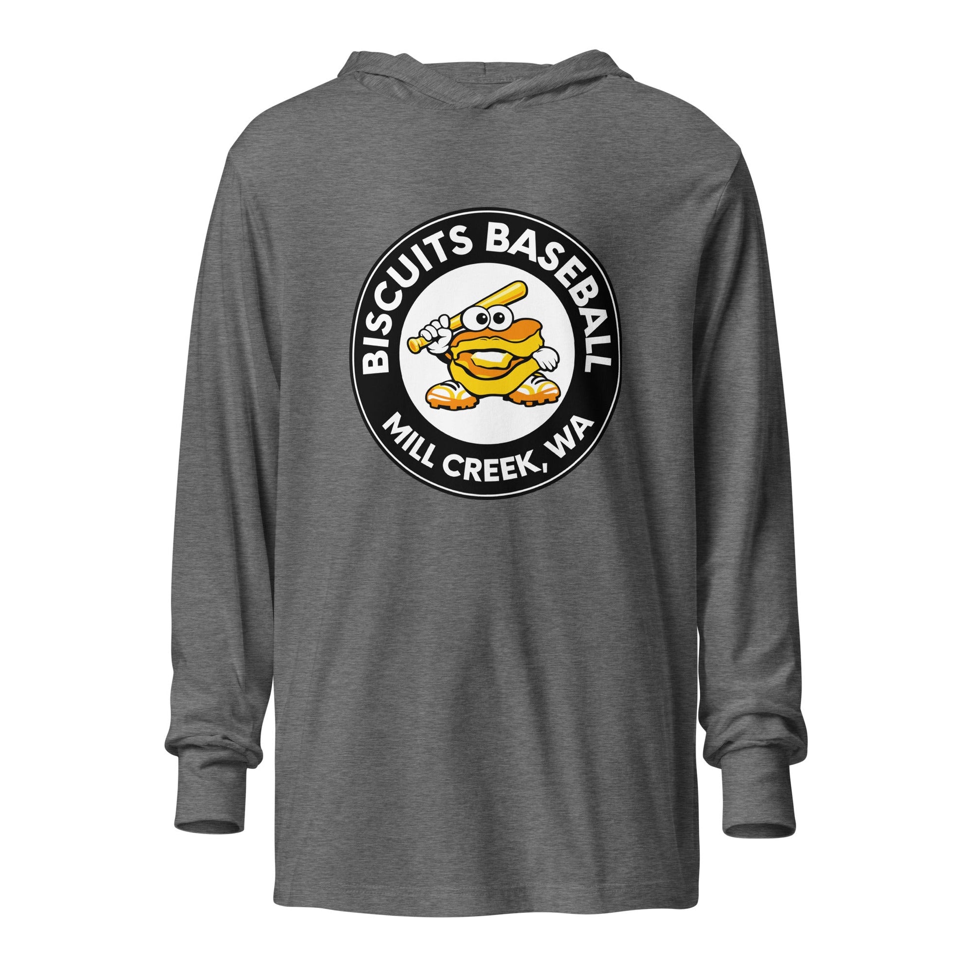Performance | Hooded Long Sleeve T Shirt | Biscuits Baseball MCLL | Mascot Logo