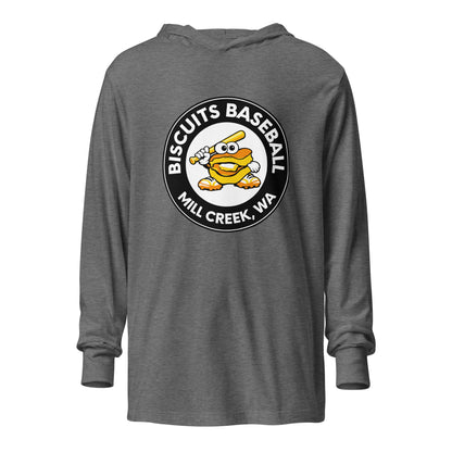 Performance | Hooded Long Sleeve T Shirt | Biscuits Baseball MCLL | Mascot Logo
