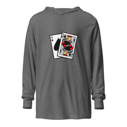 Performance | Hooded Long Sleeve T Shirt | Blackjack’s Roller Hockey | Royal Spade Crest Logo