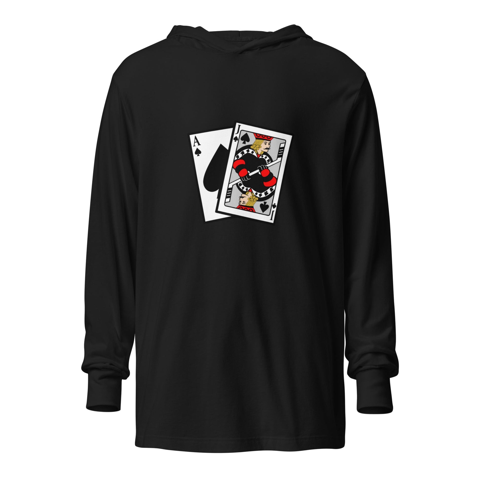 Performance | Hooded Long Sleeve T Shirt | Blackjack’s Roller Hockey | Royal Spade Crest Logo