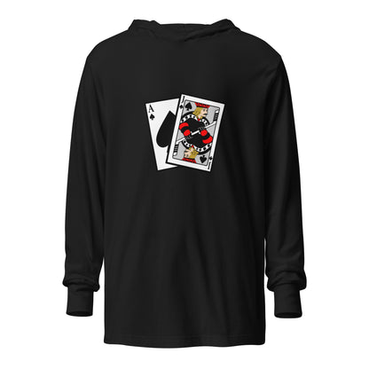 Performance | Hooded Long Sleeve T Shirt | Blackjack’s Roller Hockey | Royal Spade Crest Logo