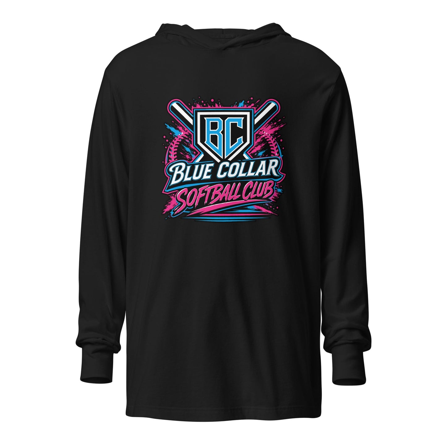 Performance | Hooded Long Sleeve T Shirt | Blue Collar Softball 2034 | Athletics Logo