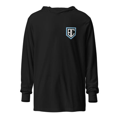 Performance | Hooded Long Sleeve T Shirt | Blue Collar Softball 2034 | Emblem Logo