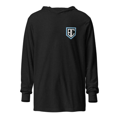 Performance | Hooded Long Sleeve T Shirt | Blue Collar Softball 2034 | Emblem Logo