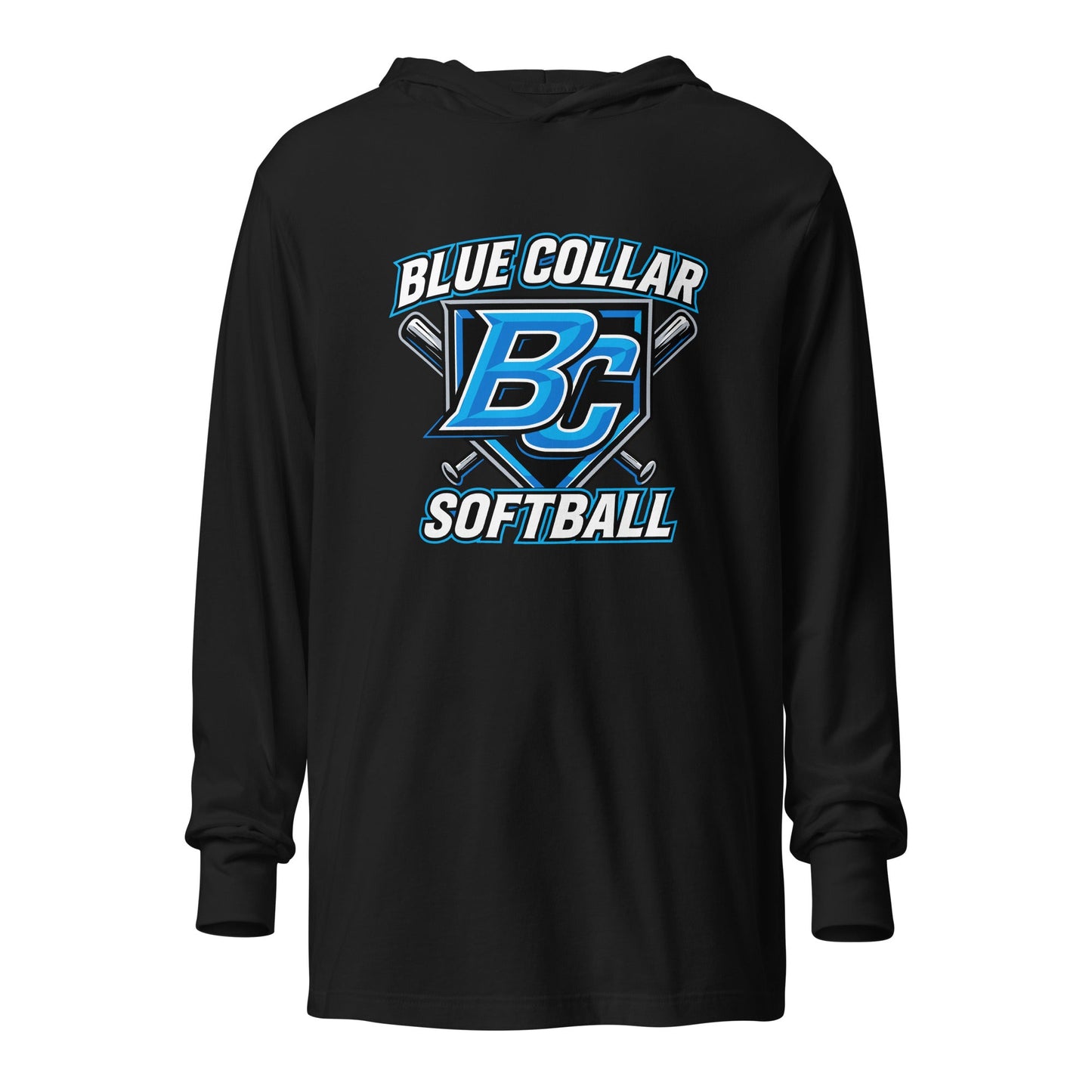 Performance | Hooded Long Sleeve T Shirt | Blue Collar Softball 2034 | Shield Logo