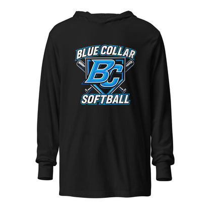 Performance | Hooded Long Sleeve T Shirt | Blue Collar Softball 2034 | Shield Logo