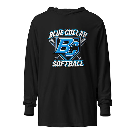 Performance | Hooded Long Sleeve T Shirt | Blue Collar Softball 2034 | Shield Logo