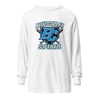 Performance | Hooded Long Sleeve T Shirt | Blue Collar Softball 2034 | Shield Logo