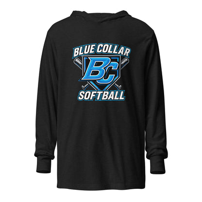 Performance | Hooded Long Sleeve T Shirt | Blue Collar Softball 2034 | Shield Logo