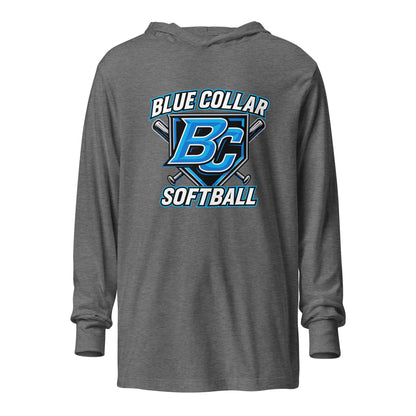 Performance | Hooded Long Sleeve T Shirt | Blue Collar Softball 2034 | Shield Logo