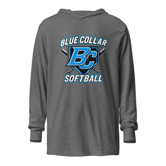 Performance | Hooded Long Sleeve T Shirt | Blue Collar Softball 2034 | Shield Logo