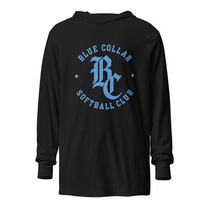 Performance | Hooded Long Sleeve T Shirt | Blue Collar Softball 2034 | Varsity Logo