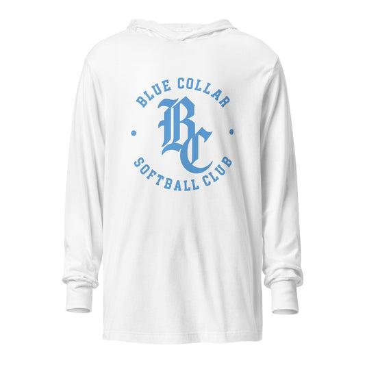 Performance | Hooded Long Sleeve T Shirt | Blue Collar Softball 2034 | Varsity Logo