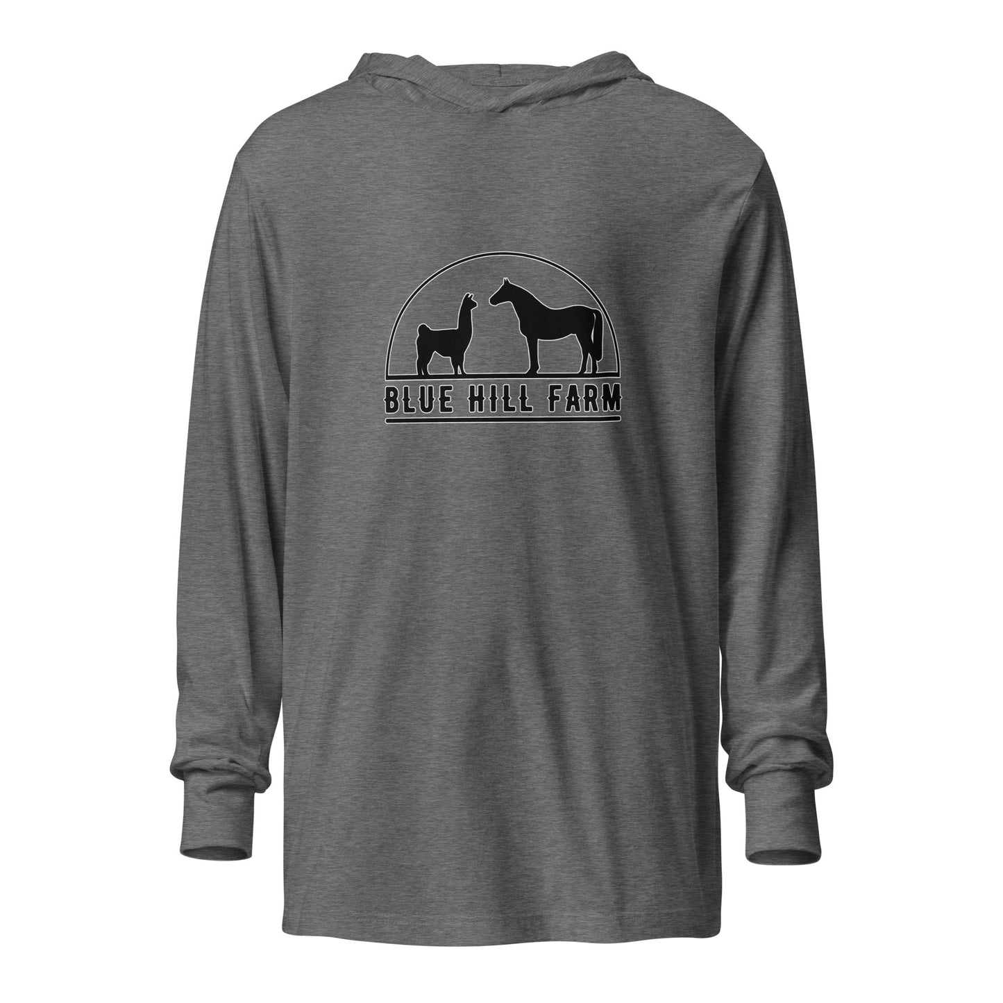 Performance | Hooded Long Sleeve T Shirt | Blue Hill Farm | Highland Silhouette Logo
