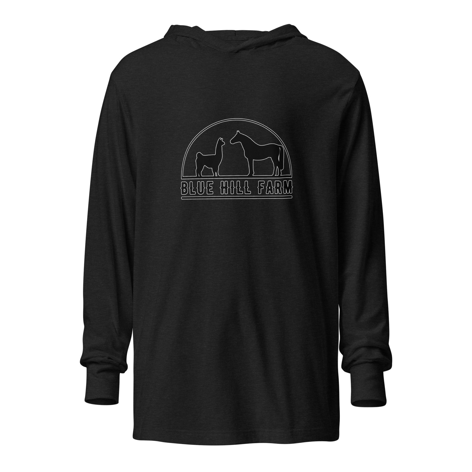 Performance | Hooded Long Sleeve T Shirt | Blue Hill Farm | Highland Silhouette Logo