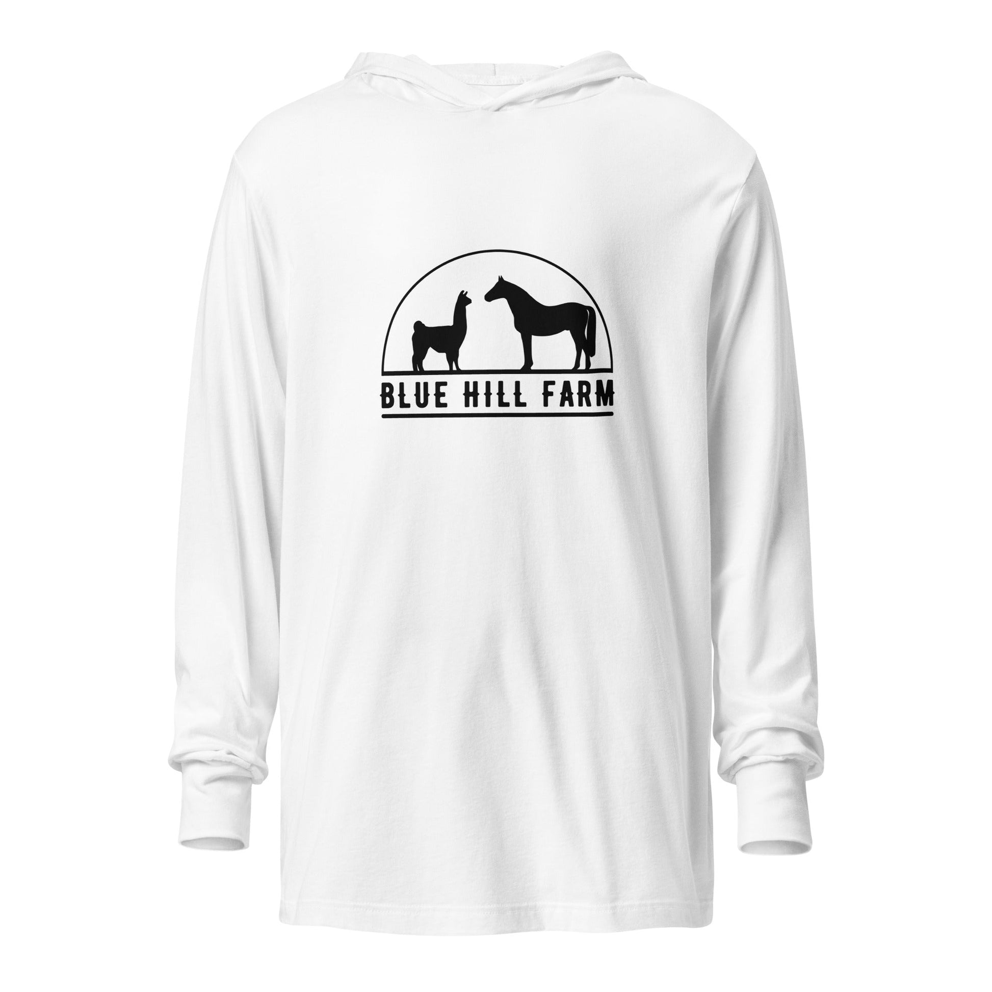 Performance | Hooded Long Sleeve T Shirt | Blue Hill Farm | Highland Silhouette Logo