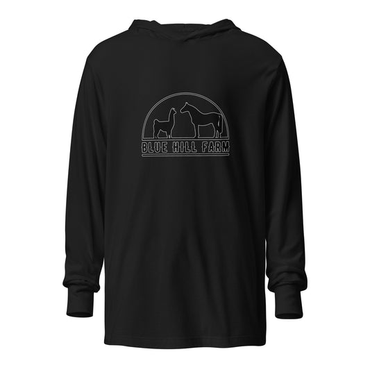Performance | Hooded Long Sleeve T Shirt | Blue Hill Farm | Highland Silhouette Logo