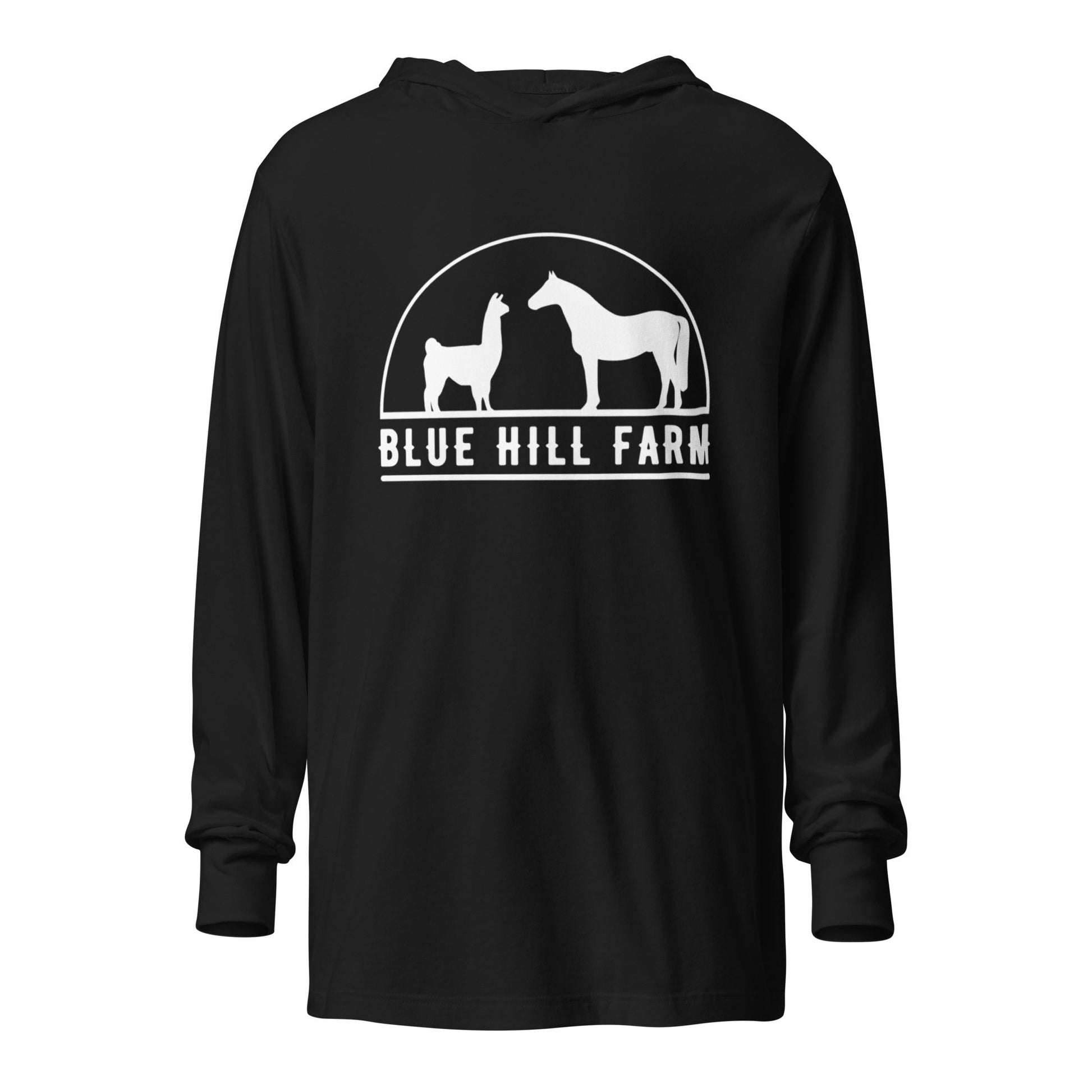 Performance | Hooded Long Sleeve T Shirt | Blue Hill Farm | Ranch Logo