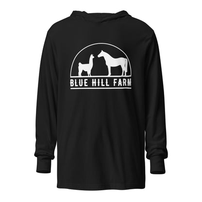 Performance | Hooded Long Sleeve T Shirt | Blue Hill Farm | Ranch Logo