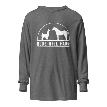Performance | Hooded Long Sleeve T Shirt | Blue Hill Farm | Ranch Logo
