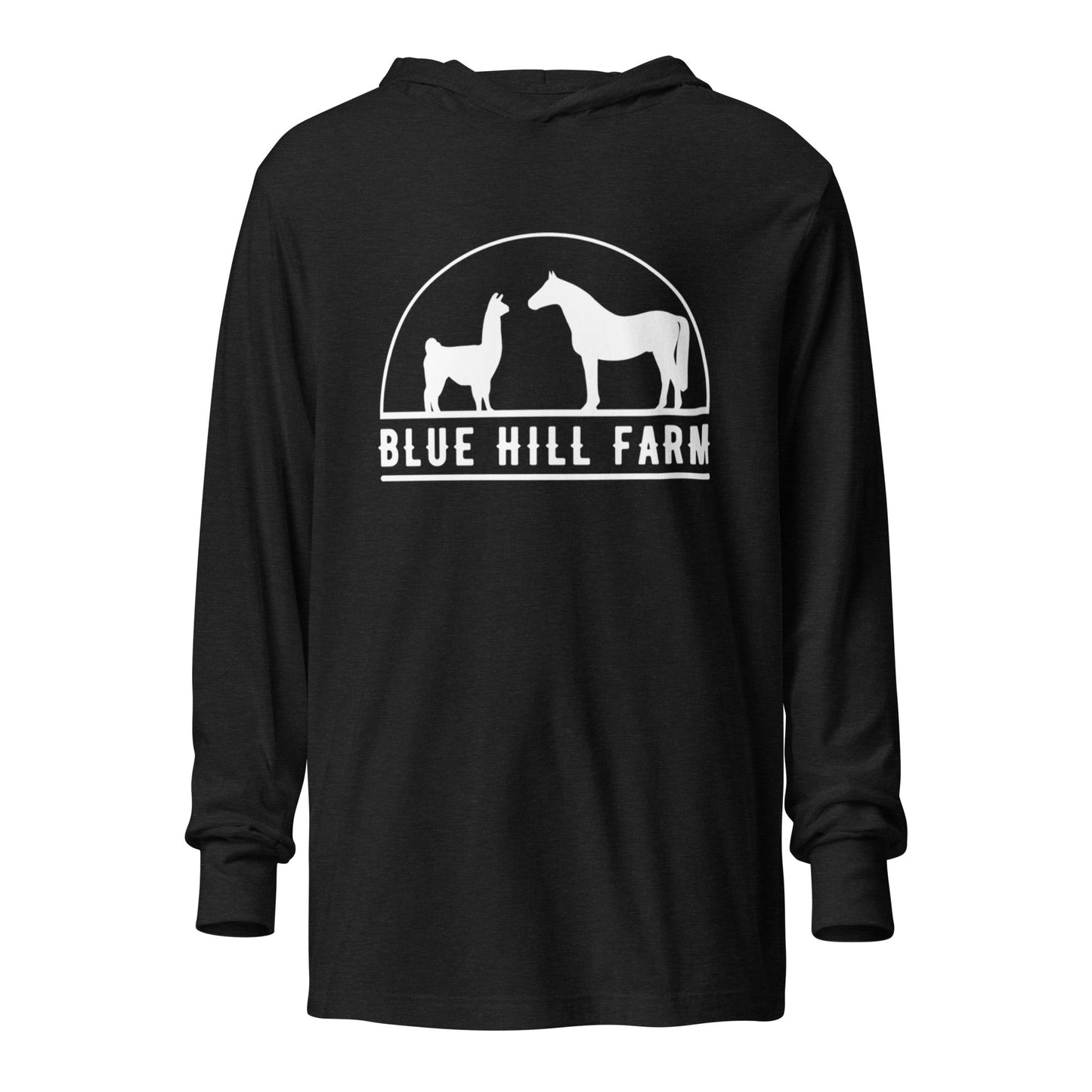 Performance | Hooded Long Sleeve T Shirt | Blue Hill Farm | Ranch Logo