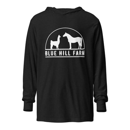 Performance | Hooded Long Sleeve T Shirt | Blue Hill Farm | Ranch Logo