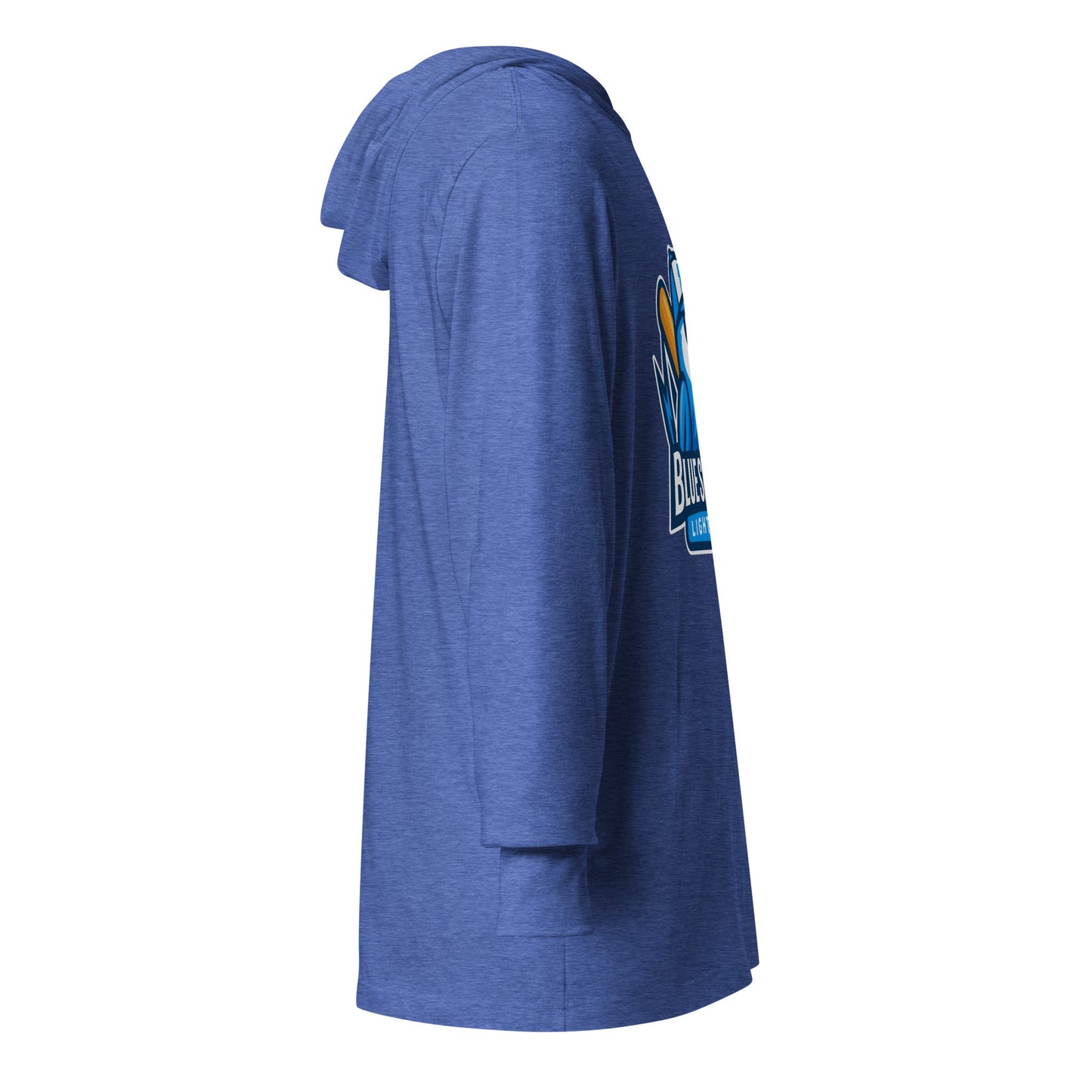 Performance | Hooded Long Sleeve T Shirt | Blue Streak Lightning | Mascot Logo