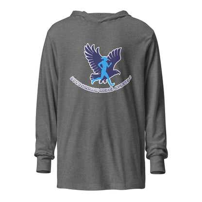 Performance | Hooded Long Sleeve T Shirt | Bowdoinham Rebel Runners | Emblem Logo