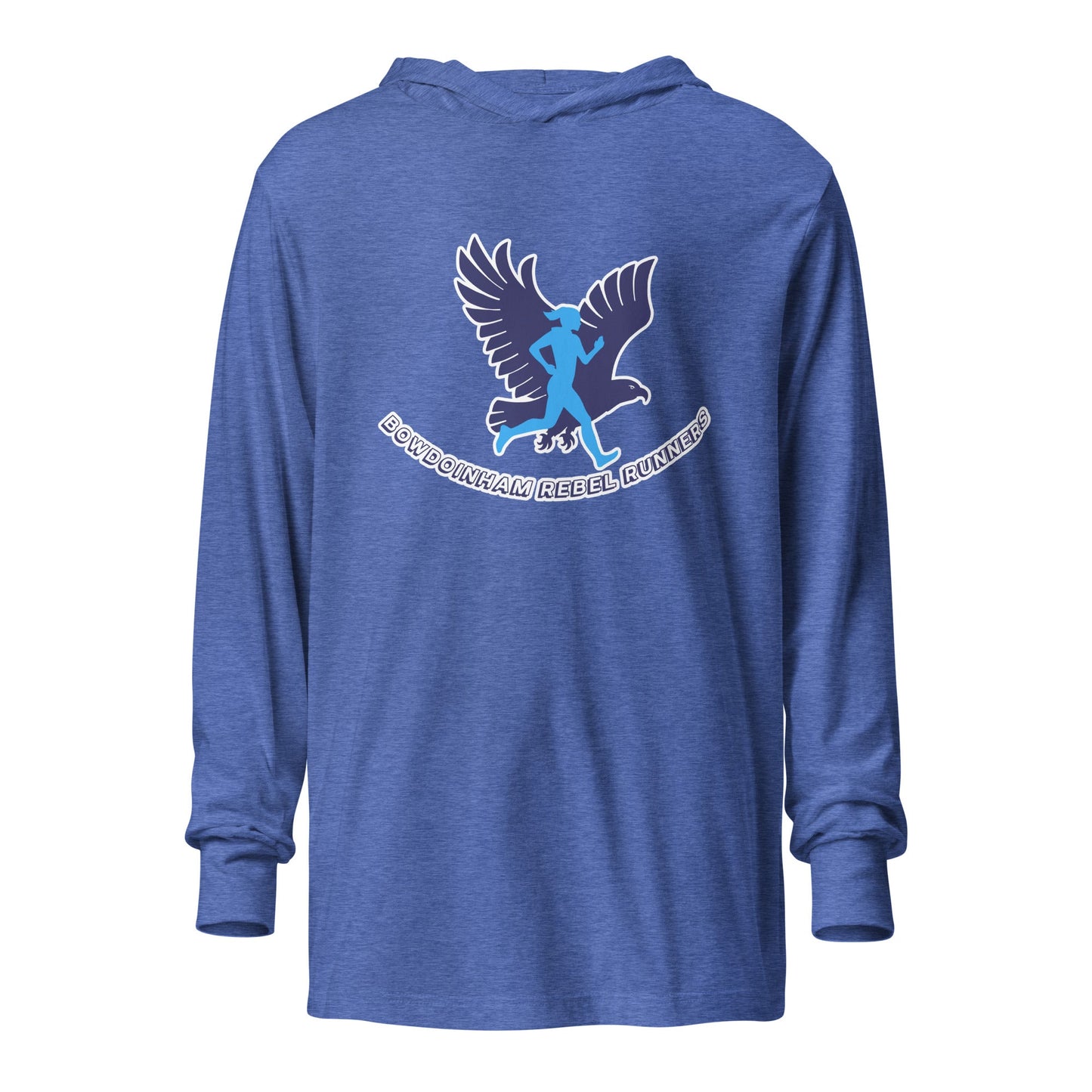 Performance | Hooded Long Sleeve T Shirt | Bowdoinham Rebel Runners | Emblem Logo