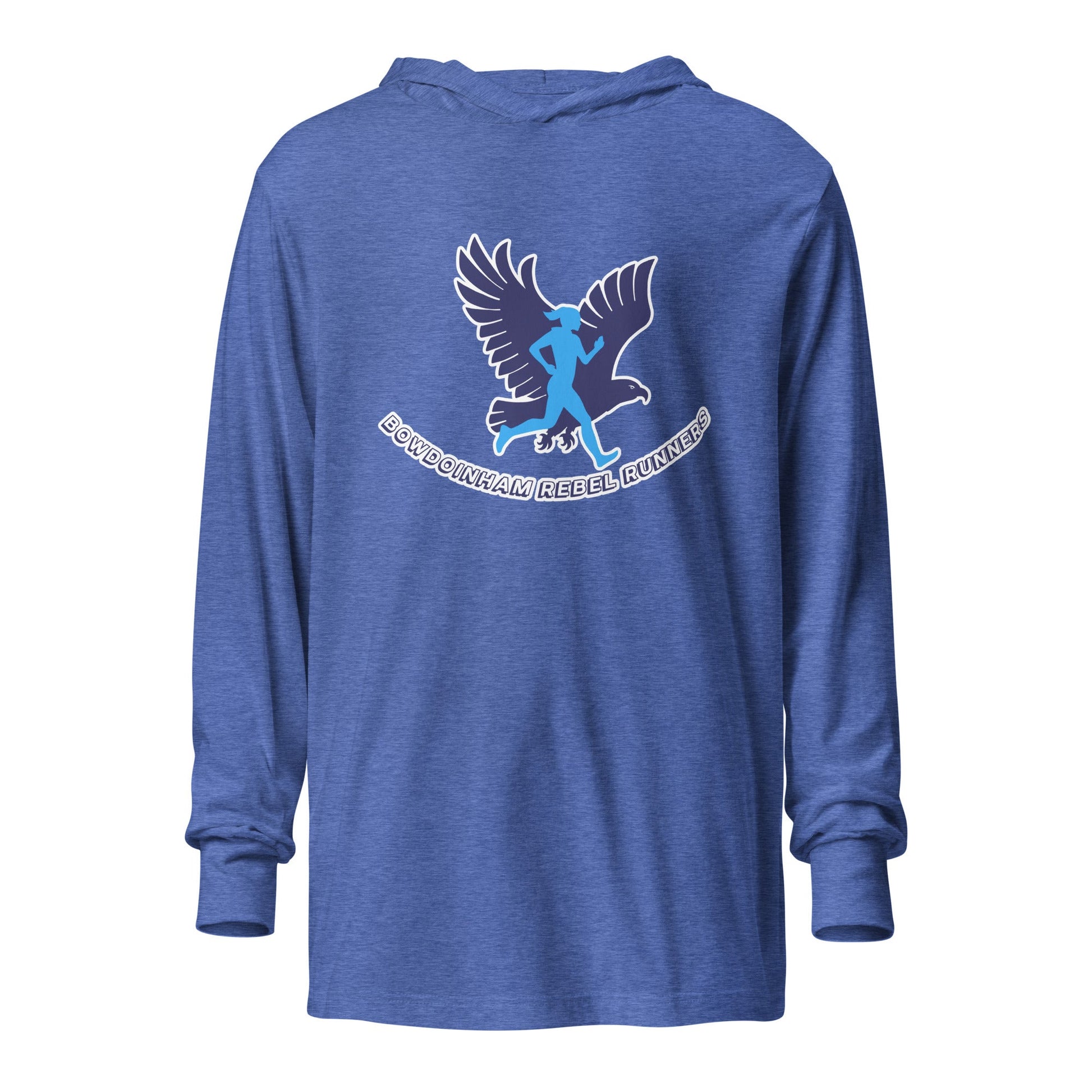Performance | Hooded Long Sleeve T Shirt | Bowdoinham Rebel Runners | Emblem Logo