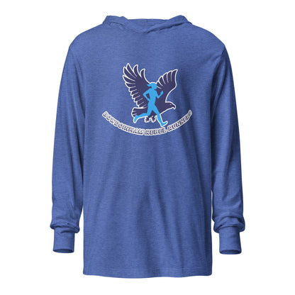 Performance | Hooded Long Sleeve T Shirt | Bowdoinham Rebel Runners | Emblem Logo