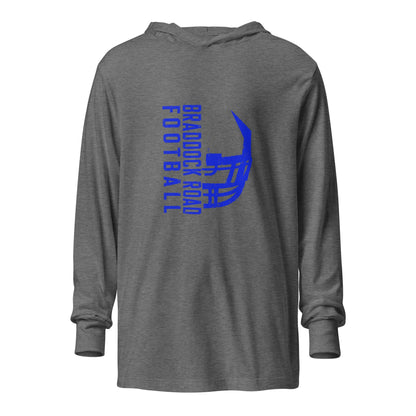 Performance | Hooded Long Sleeve T Shirt | Braddock Road Football | Sideline Vertical Logo